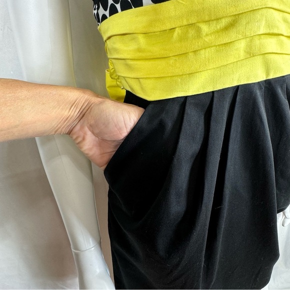 I.N. San Francisco Yellow Black Y2K Cummerbund Party Dress - Picture 3 of 10